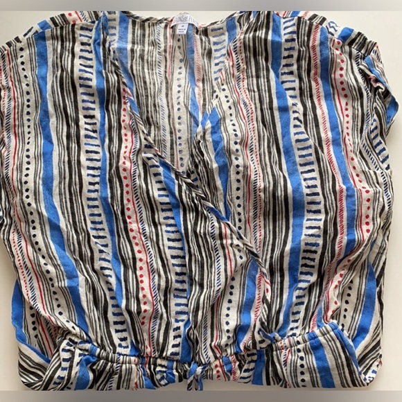 Patrons of Peace Vertical Striped Short Sleeve Romper Red/ Blue/ White/Black - Picture 5 of 6